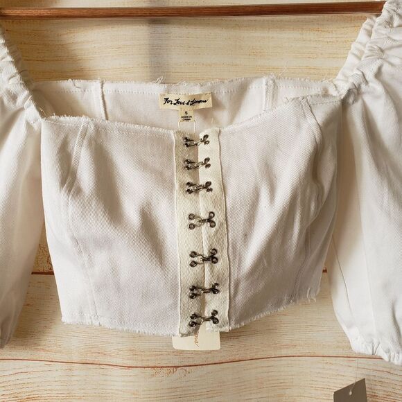 For Love And Lemons Cropped Cotton/Spandex Cropped Top Blouse Women's Small - Picture 4 of 10